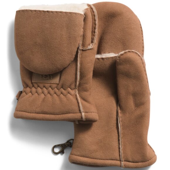 NEWUGG Men's Genuine Shearling Sheepskin Flip Top Mittens chestnut 864tn